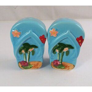Vintage Alco Summer Breeze Hawaiian Palm Tree Sandals 3" Salt & Pepper Shakers
